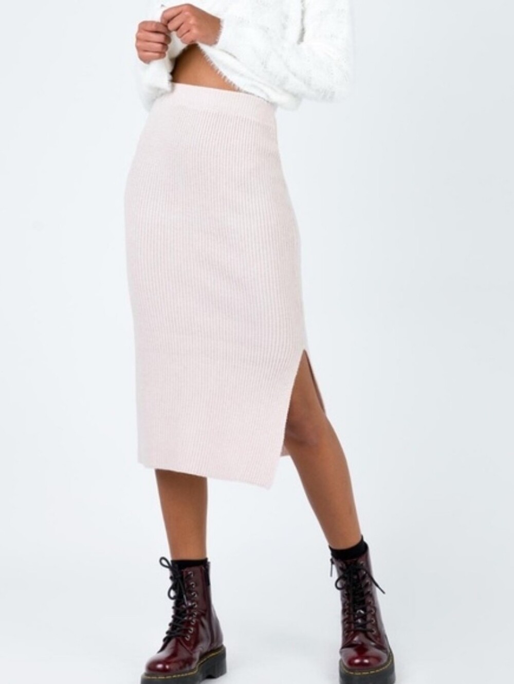 Princess Polly Zanna Midi Skirt Nude Pink in L/XL